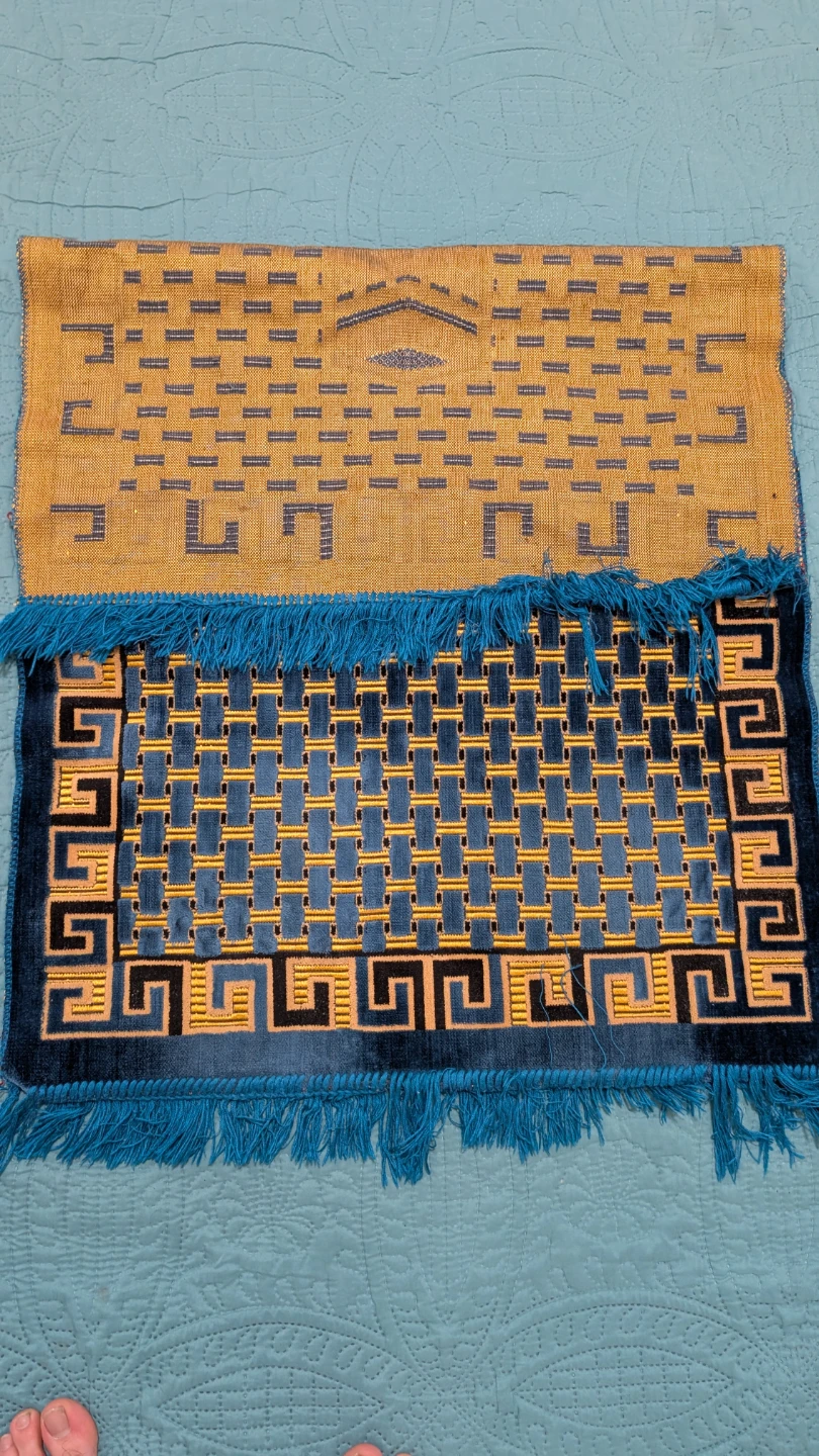 Vintage Turkish Prayer Rug - Blue & Gold, 25x37" - photo 3