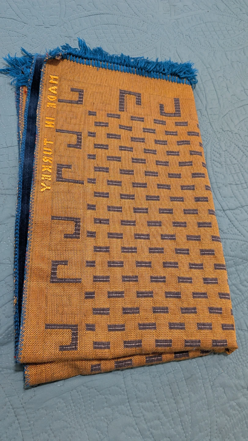 Vintage Turkish Prayer Rug - Blue & Gold, 25x37" - photo 5