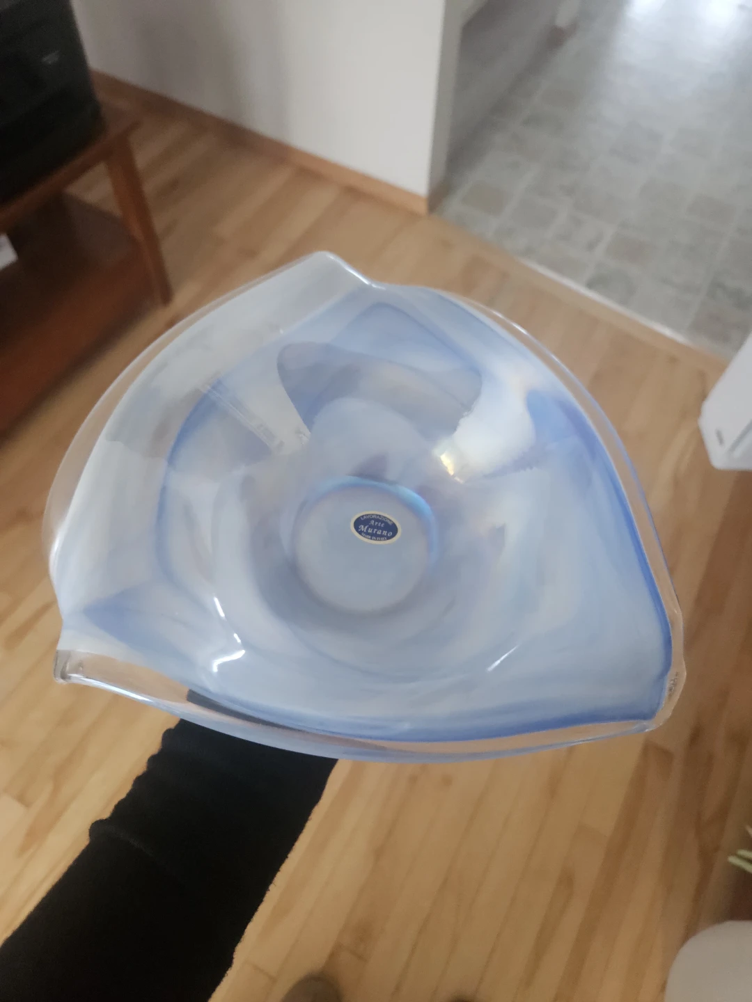 Murano Art Glass Bowl - Blue & White