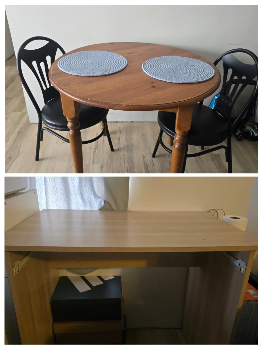 Free Wooden Dining Table with 2 chairs and computer desk