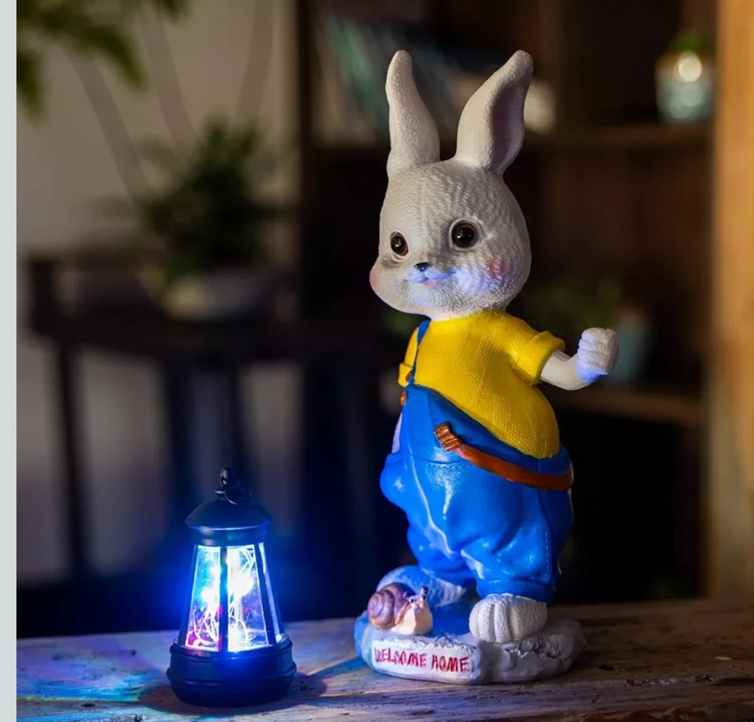 12" Rabbit Statue with Solar Lantern - Welcome Home D - photo 2