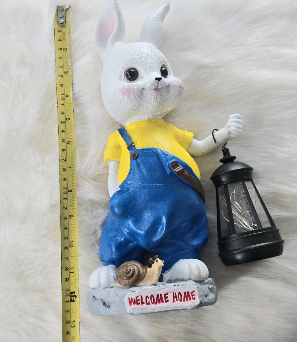 12" Rabbit Statue with Solar Lantern - Welcome Home D - photo 4