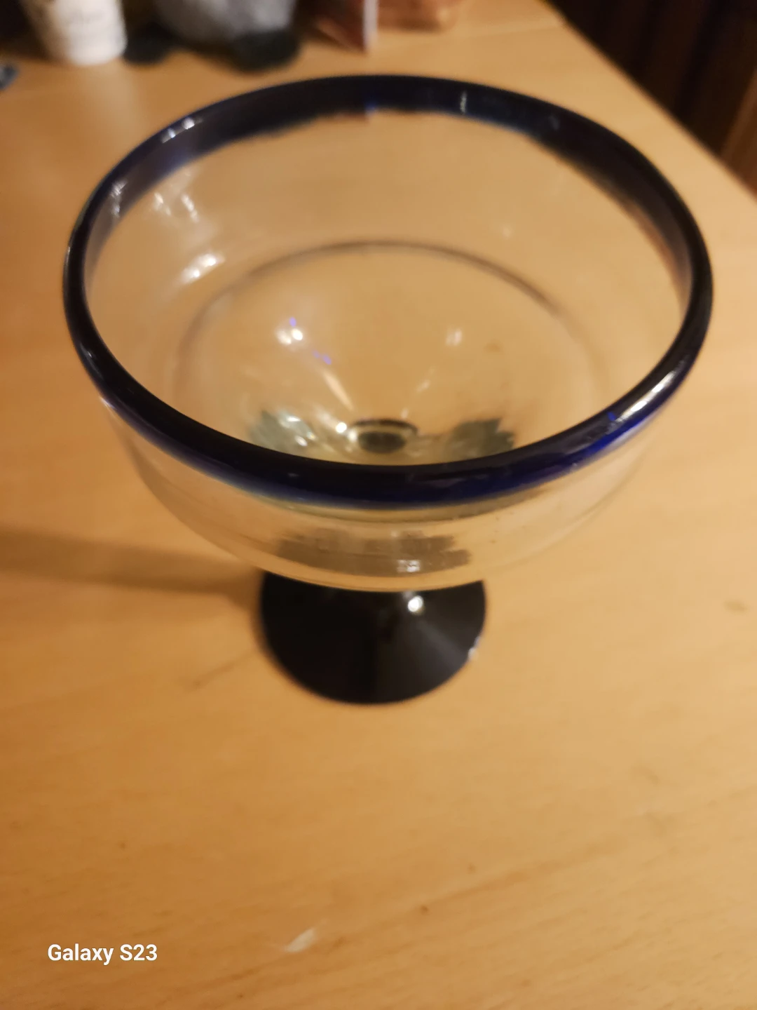 Blue Rim Margarita Glass