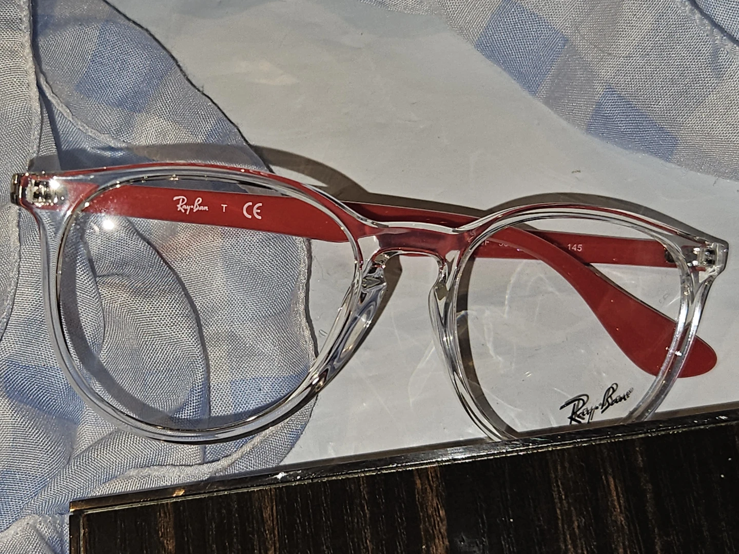 Ray-Ban Eyeglasses Clear Frame Red Temples RB7049F - photo 2