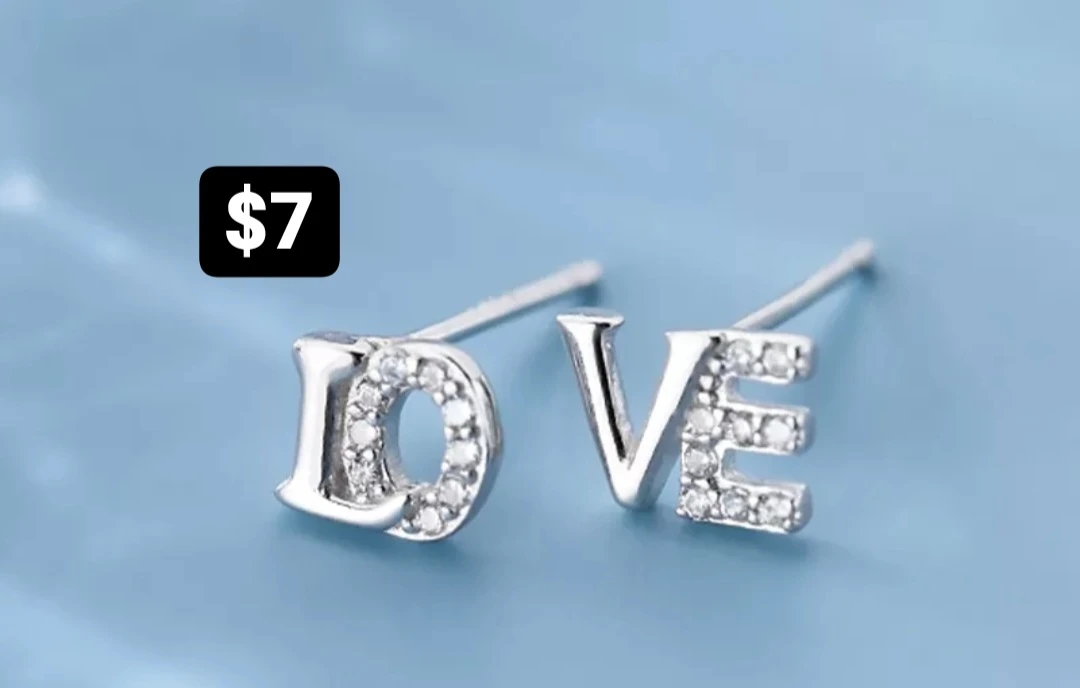 Love Stud Earrings - Silver