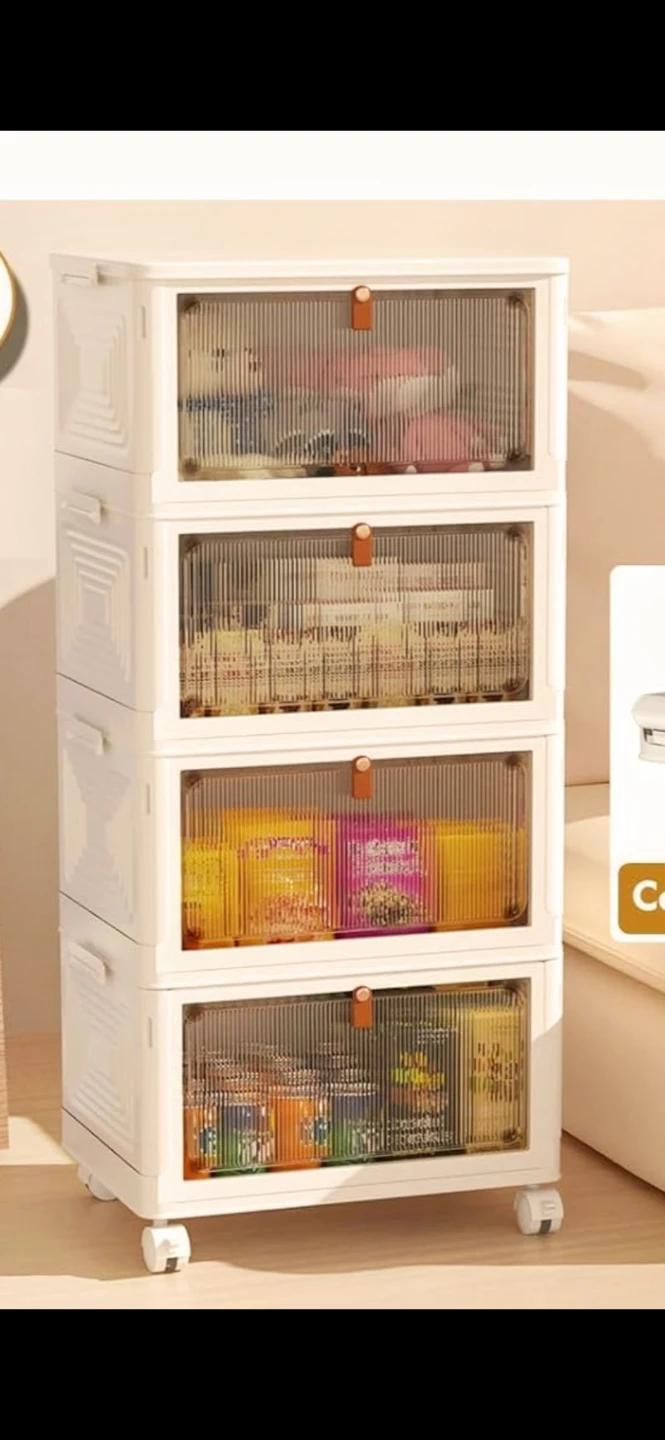 4-Tier Folding Storage Cabinet with Wheels