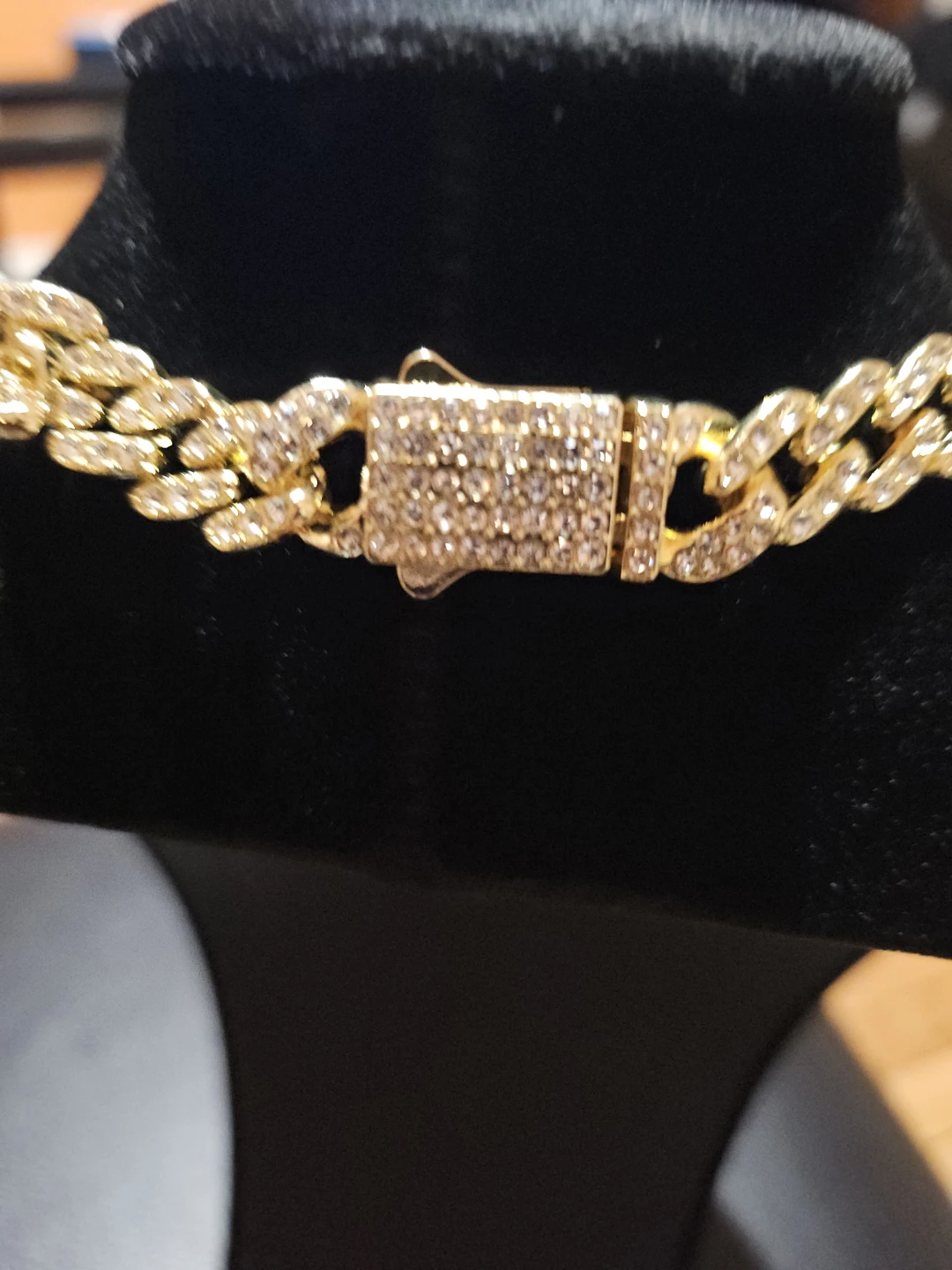 Gold Tone Chain Necklace with Rhinestones - photo 5