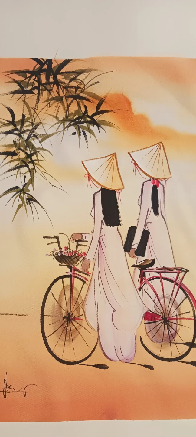 Authentic Signed Asian Artwork Painting. Not framed. - photo 4