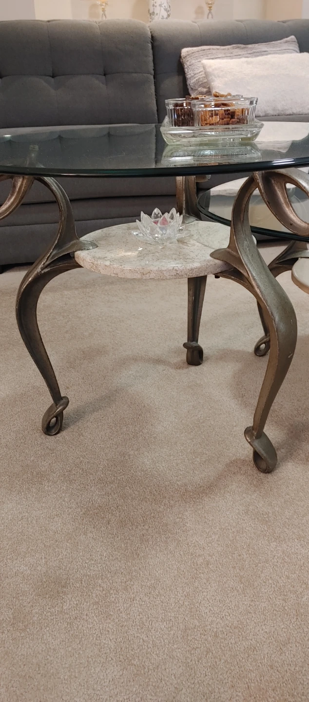 5 pcs Glass Top Coffee Table with Marble Shelf - photo 4
