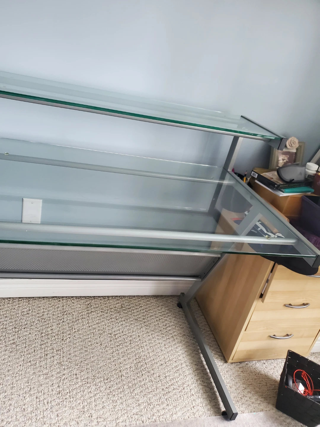 Glass Computer Desk with Shelve.