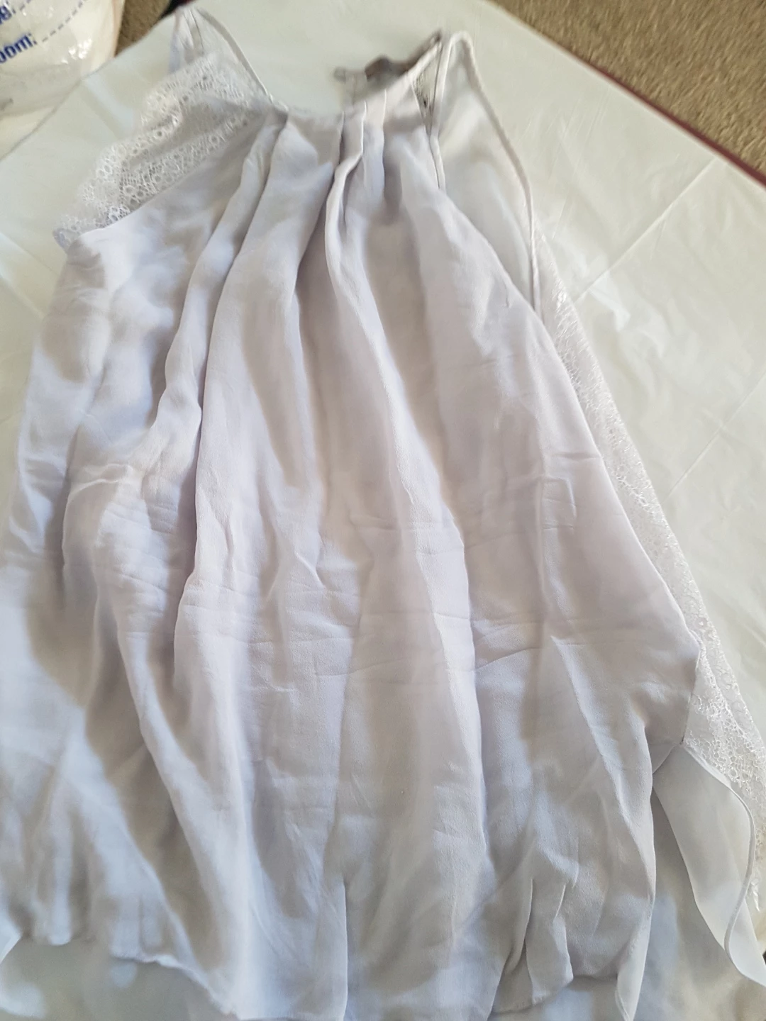 Halston Heritage Lace Trim Tank Top - Lavender - Size L