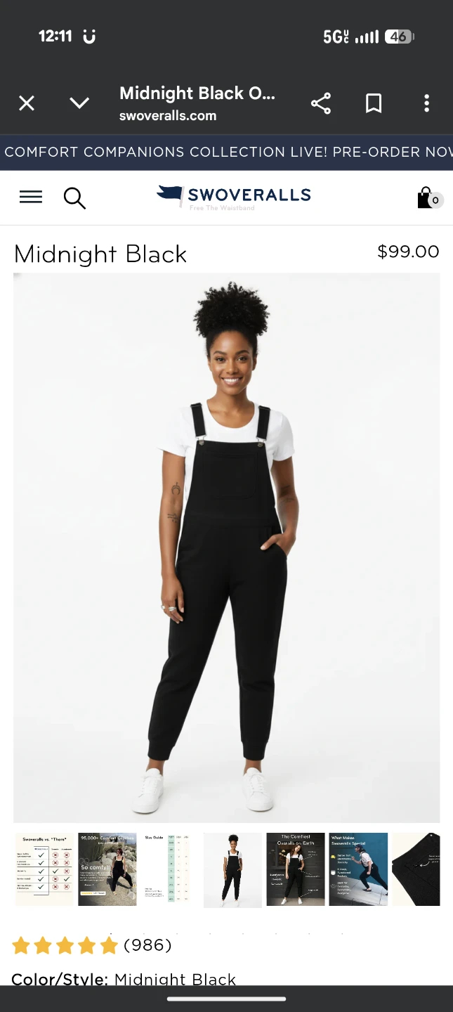 The Great Fantastic "Midnight Black" Overalls
