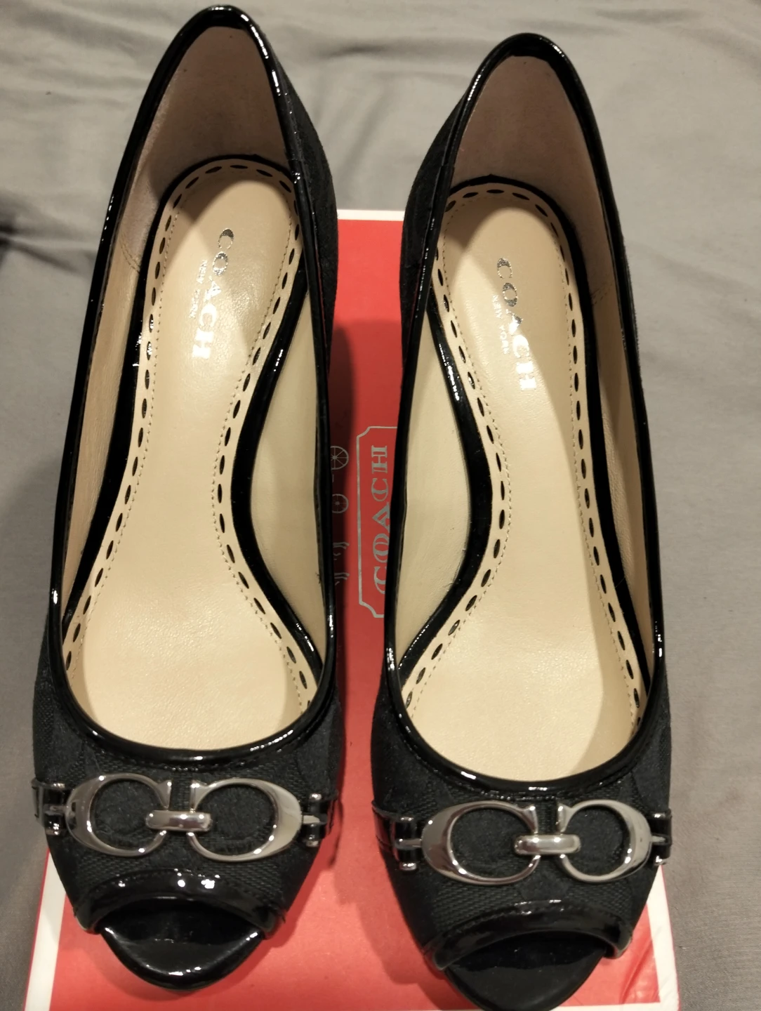 Coach Black Signature C/Patent Wedge Heels - photo 3