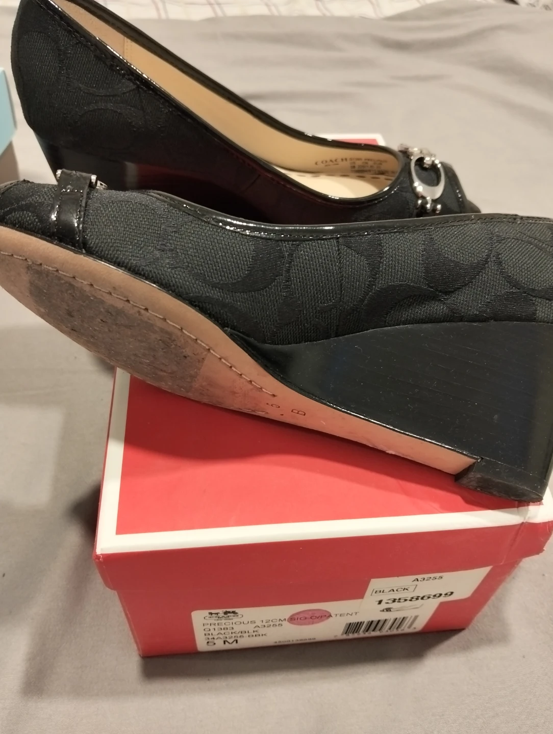 Coach Black Signature C/Patent Wedge Heels - photo 4