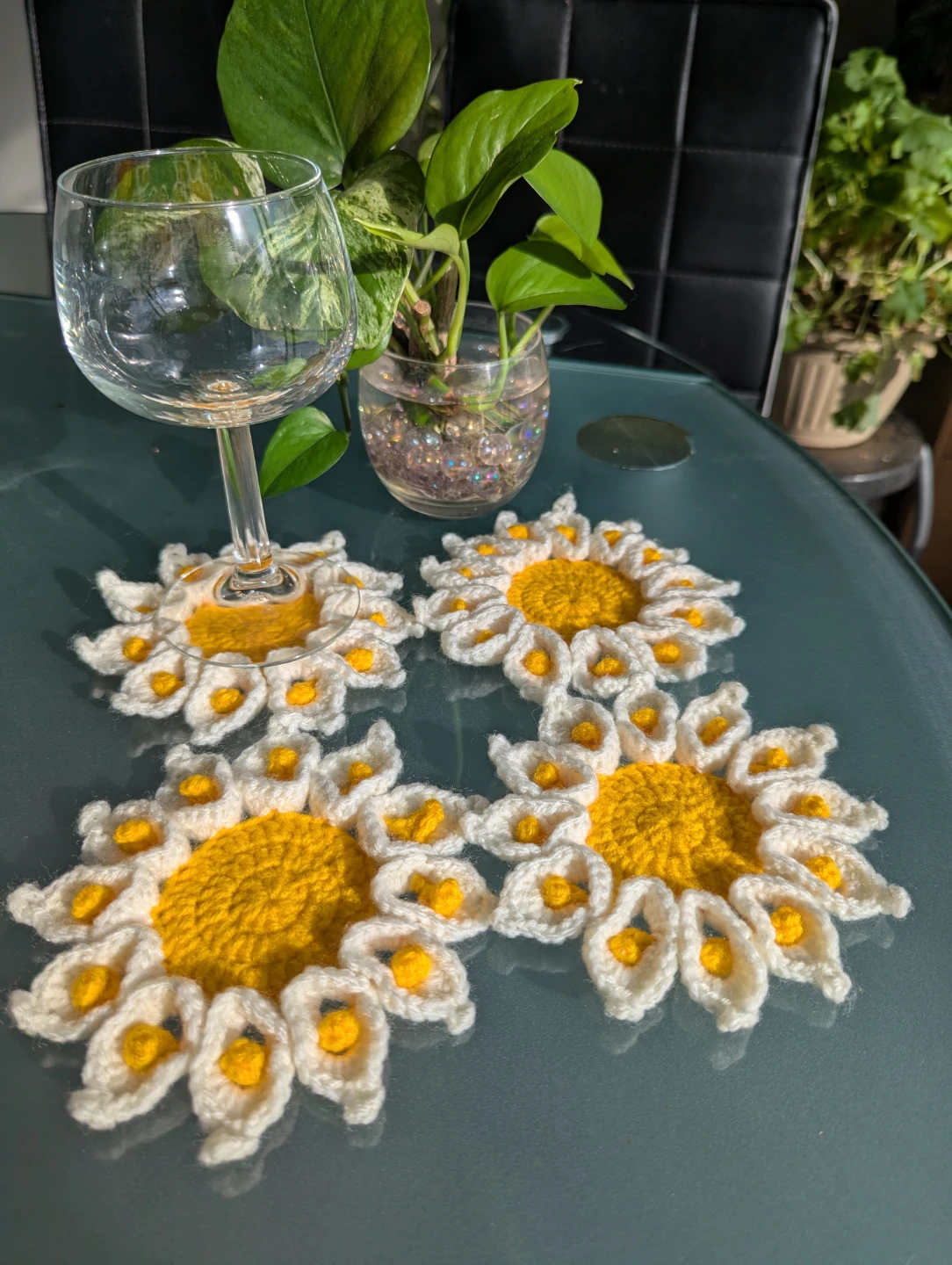 Handmade Crochet Daisy Coasters (Set of 4) - photo 2