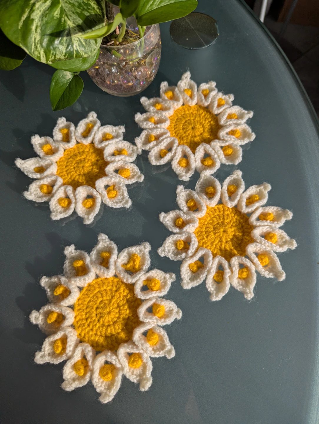 Handmade Crochet Daisy Coasters (Set of 4) - photo 3