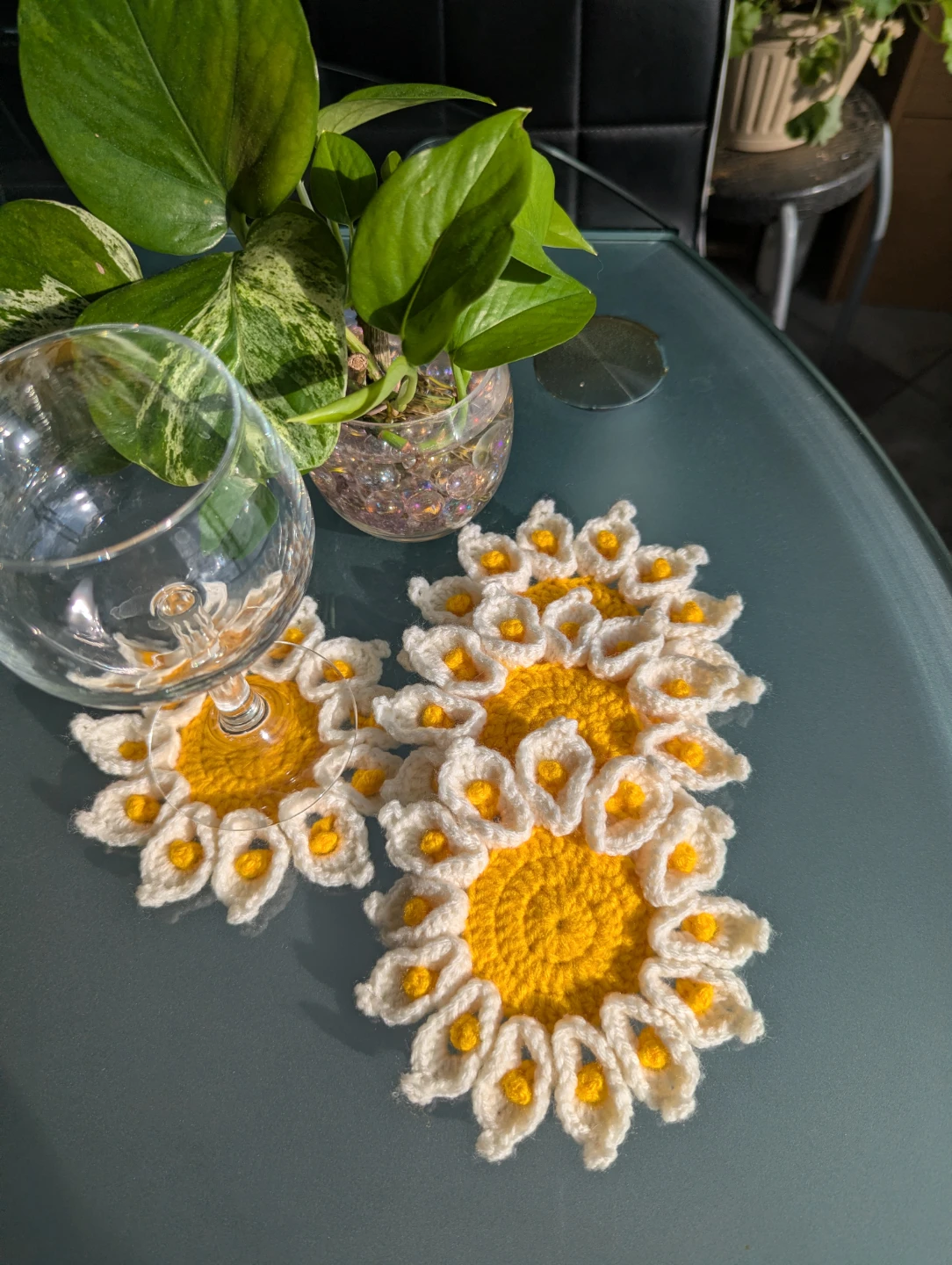 Handmade Crochet Daisy Coasters (Set of 4) - photo 4