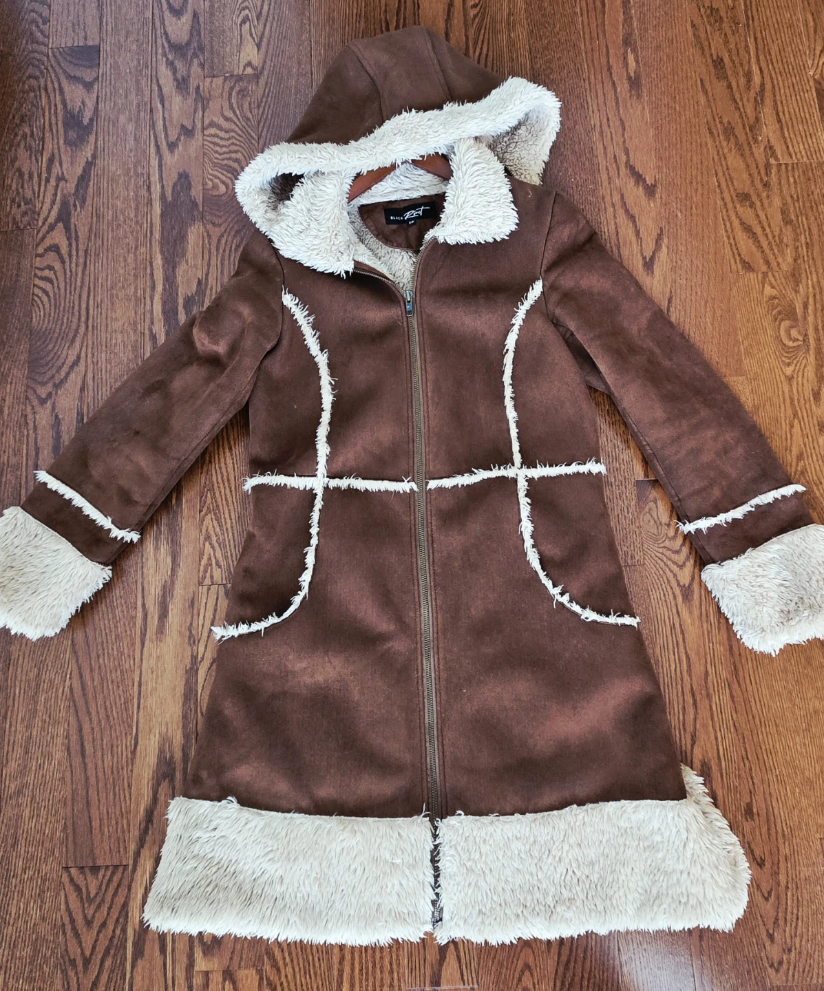 Brown Faux Suede & Fur Trim Coat - photo 5