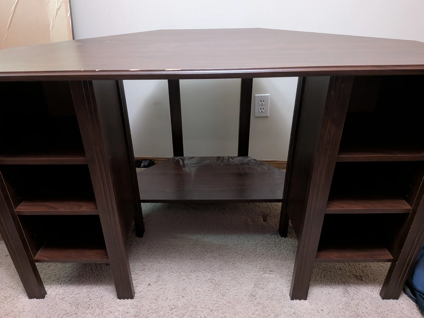 Brown Corner Desk with Shelves - photo 3