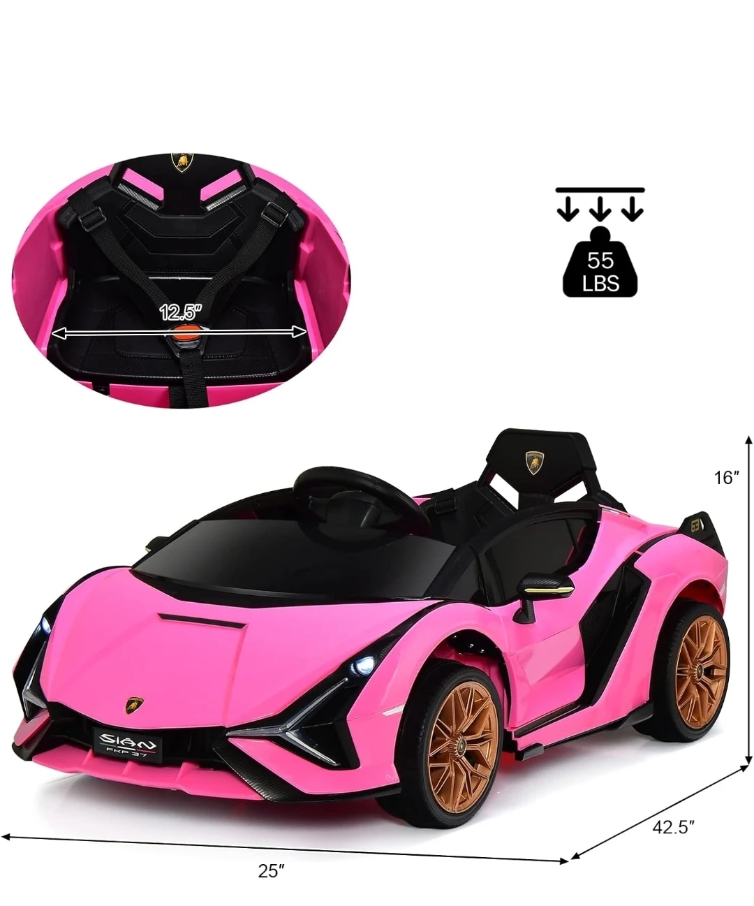 Pink Lamborghini Sián FKP 37 Ride-On Car - photo 2
