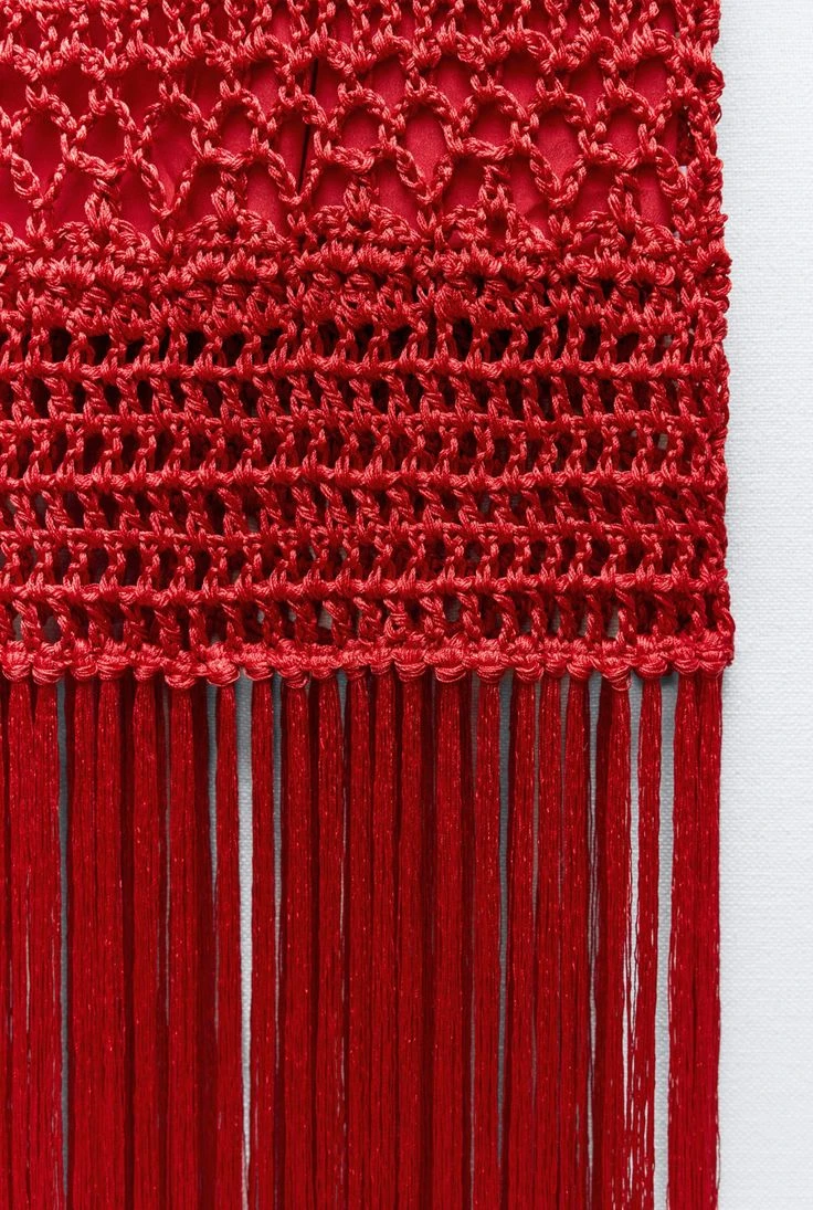 Zara Red Crochet Fringe Dress - photo 2