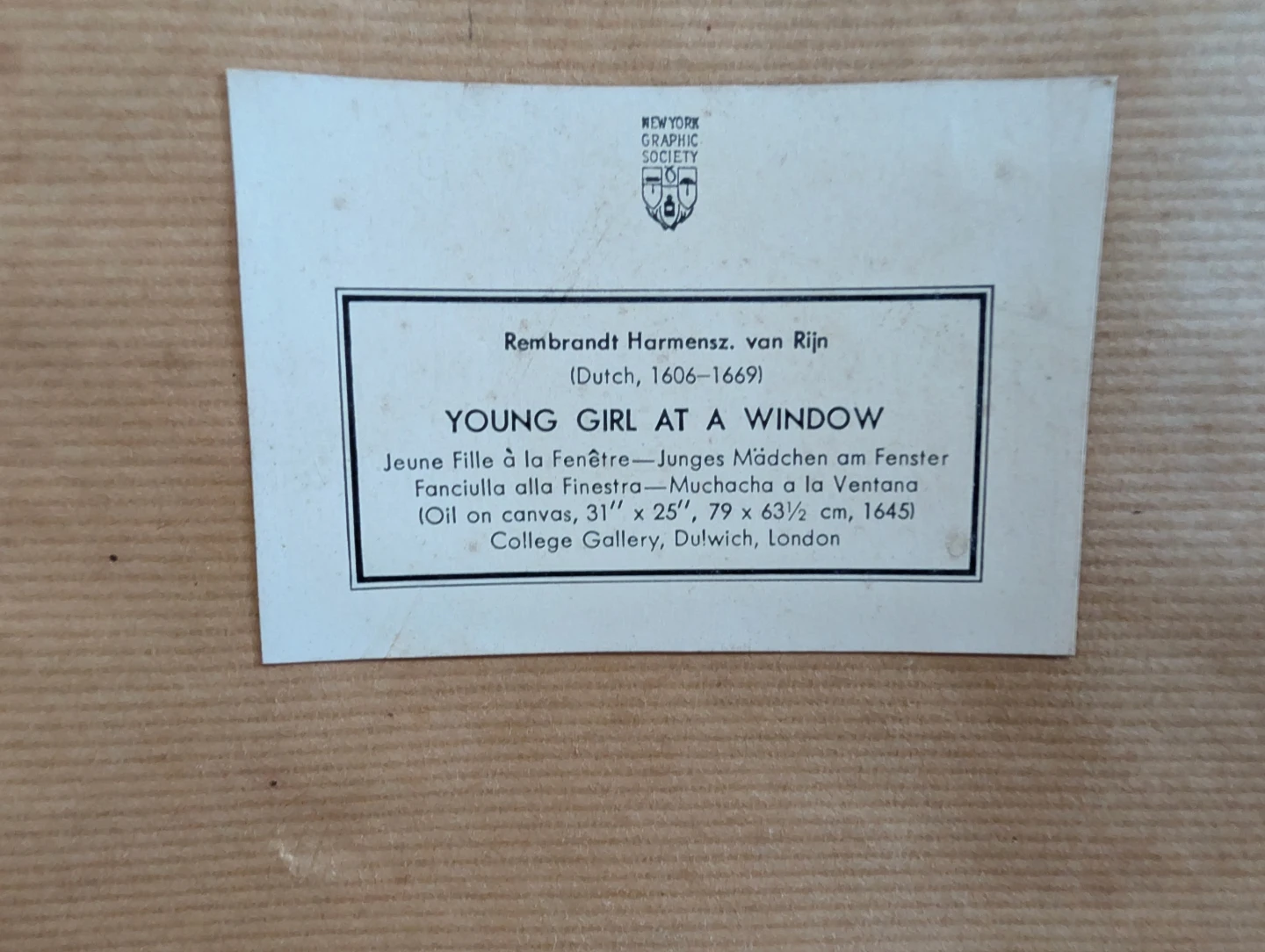 Vintage Rembrandt "Young Girl at a Window" Print on wood - photo 3