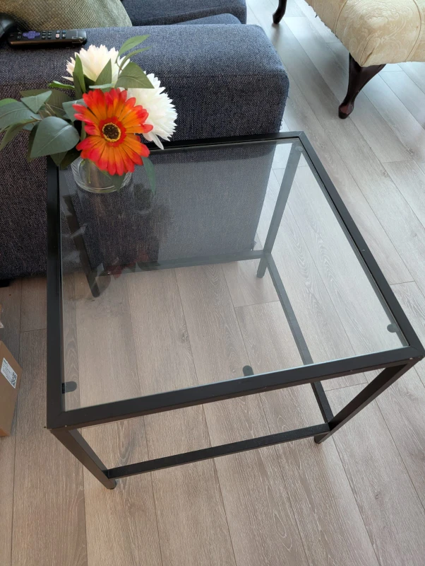Glass Top Coffee Table - Black Frame