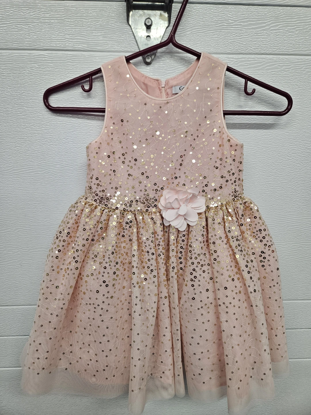 Pink Sequin Flower Dress - Size 4