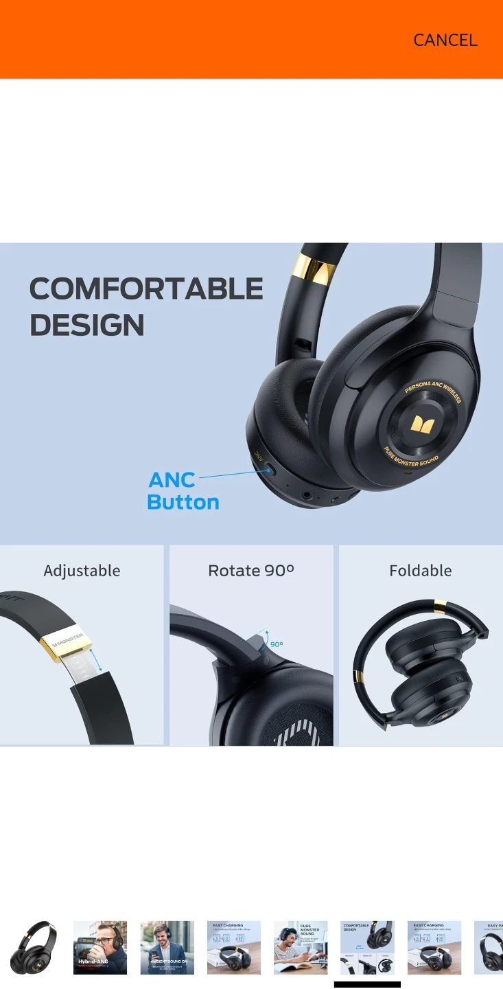 Monster Persona SE ANC Wireless Headphones - Black - photo 5
