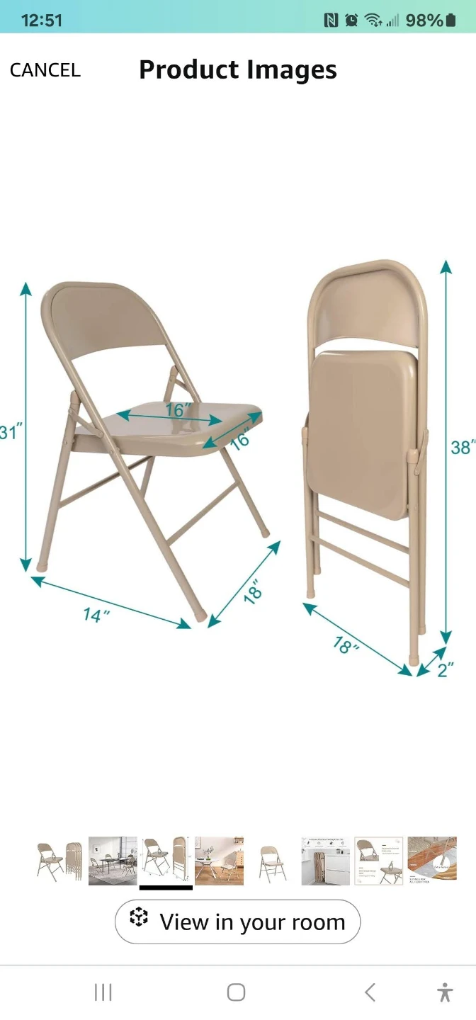 Beige Metal Folding Chair - Great Condition! - photo 2