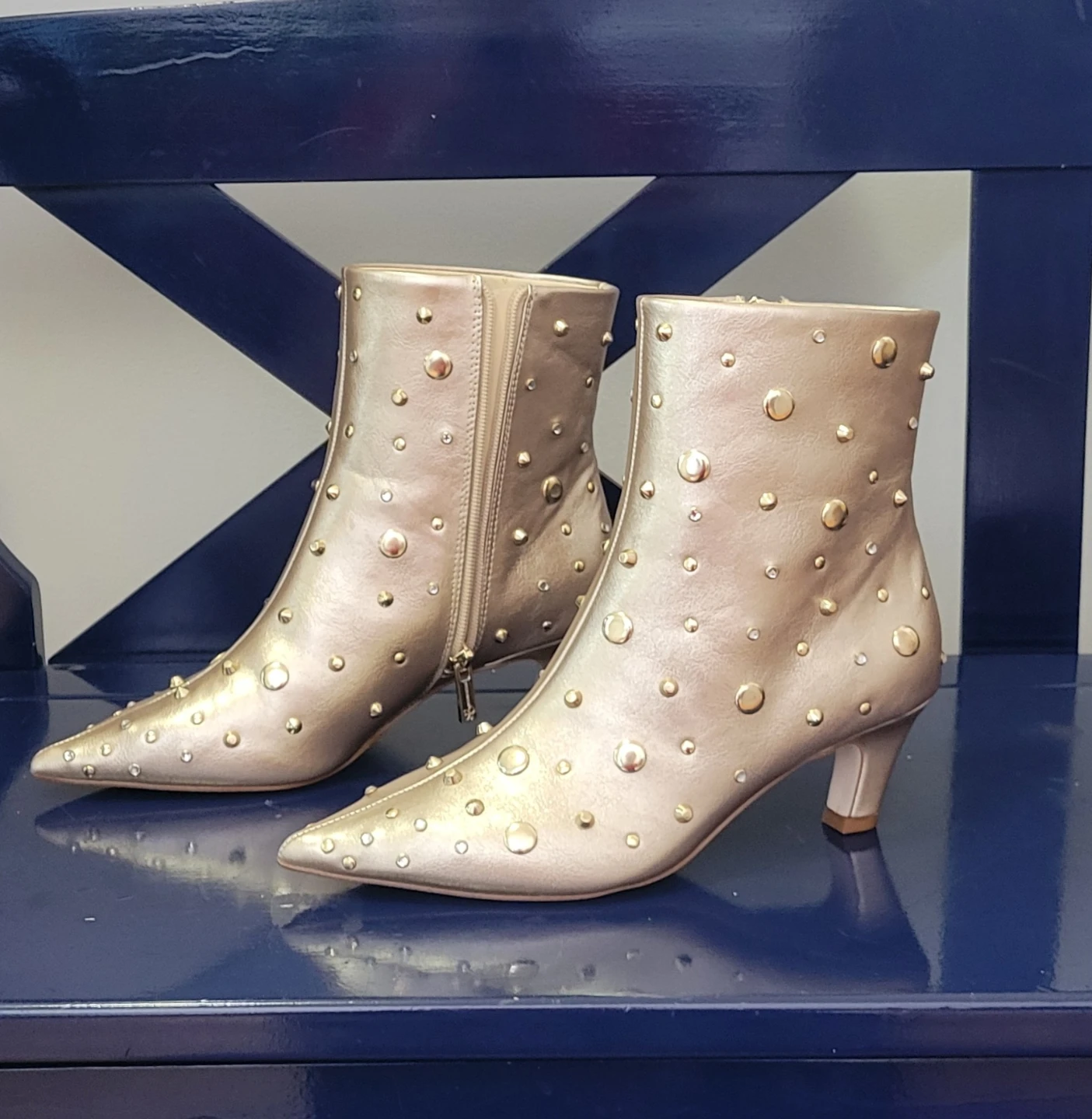 Jessica Simpson Viviana Ankle Boots - Gold, Size 7 - photo 3
