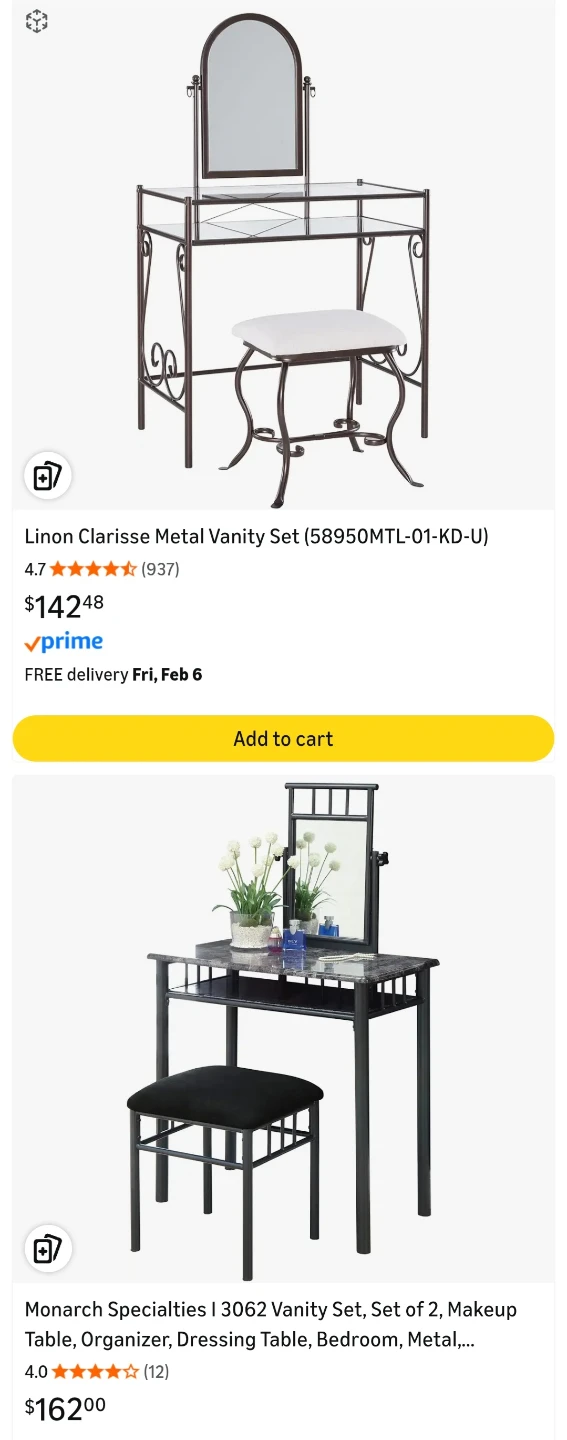 Glass Top Console Table with Arch Mirror, metal make up vanity - photo 2