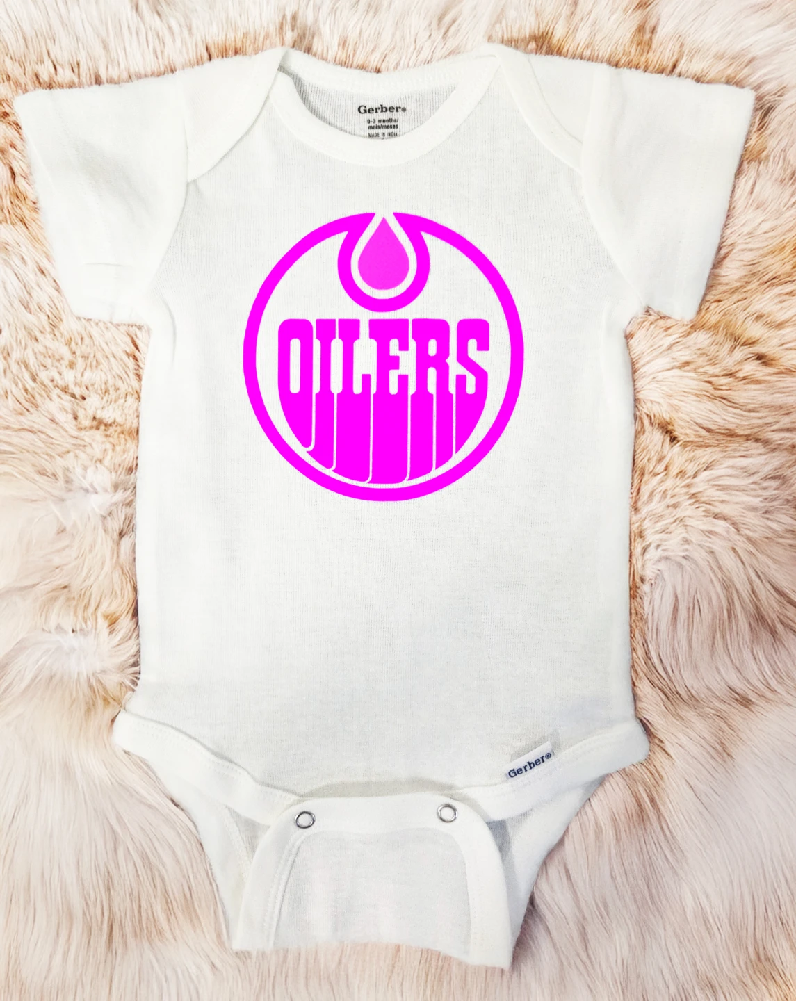 Pink Girls Oilers Onesie - 0-3 Months
