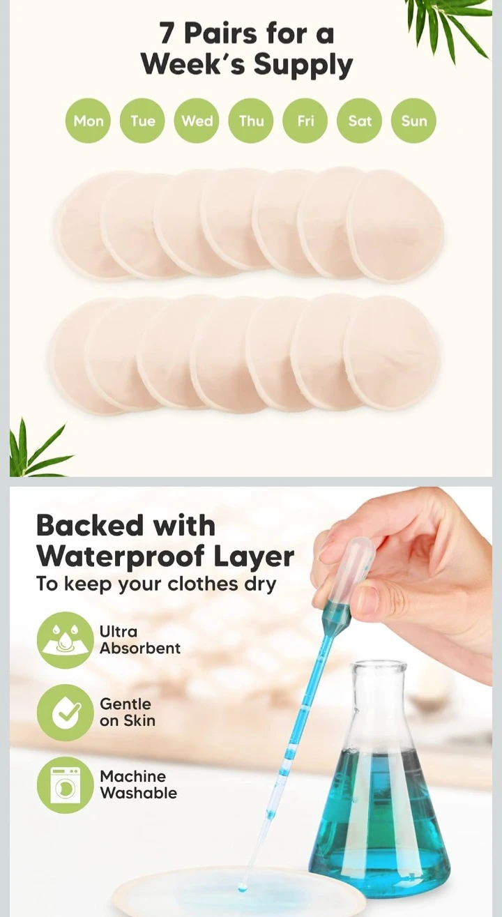 NEW!   14 KeaBabies Organic Bamboo Nursing Pads - Large - photo 5