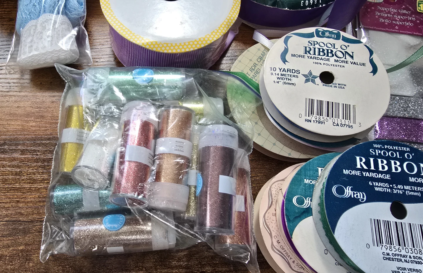 Assorted Ribbons and Craft Glitter Bundle - photo 2