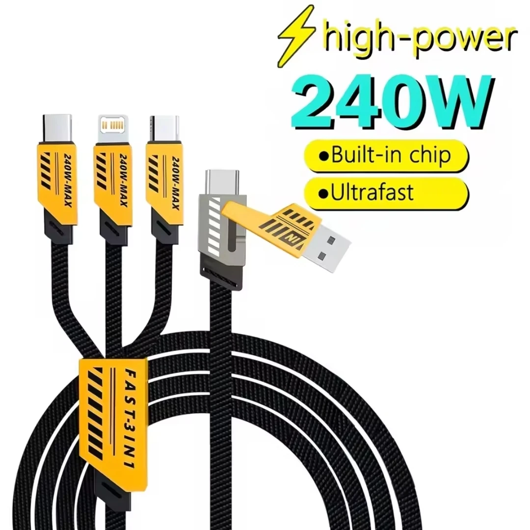3 In 2 Fast Charging Cable Micro USB Type C and iphone