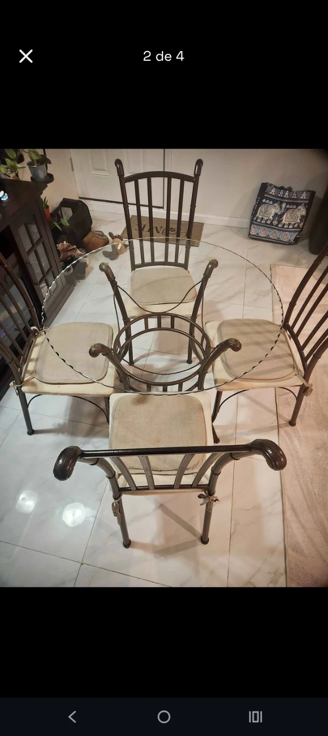 Glass Top Dining Table with 4 Chairs