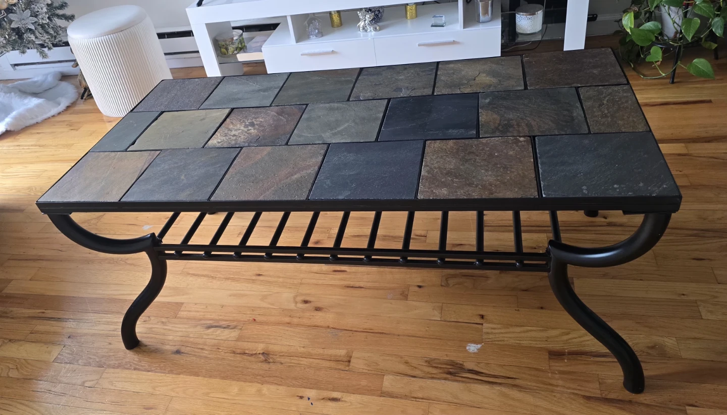 Slate & Metal Coffee Table - Rustic Industrial Style - photo 2