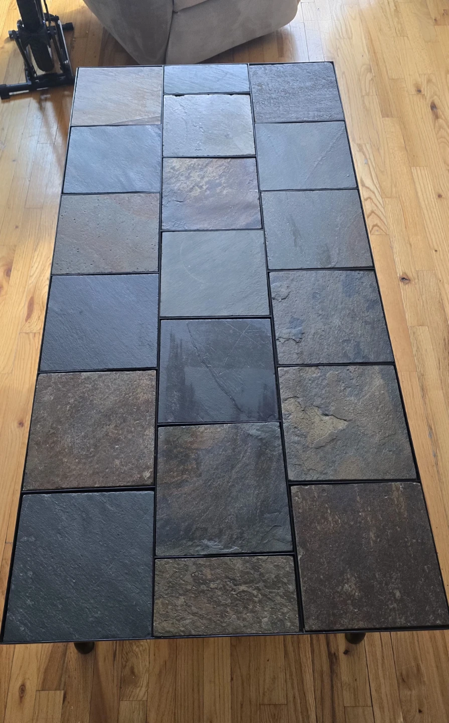 Slate & Metal Coffee Table - Rustic Industrial Style - photo 3