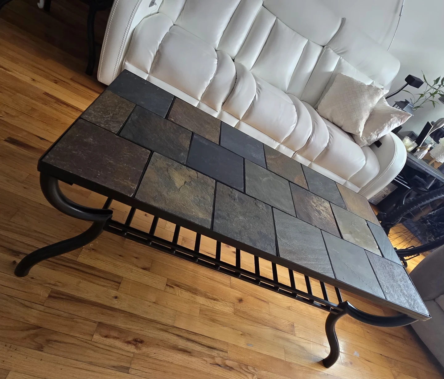 Slate & Metal Coffee Table - Rustic Industrial Style - photo 4