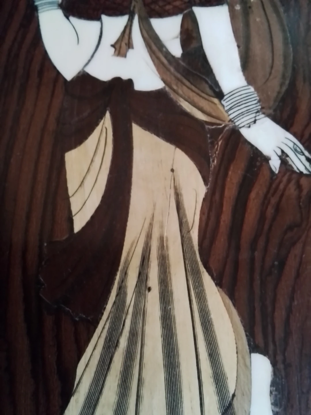 Indian Wood Ivory Inlay Art 13.5x6.5" - photo 5