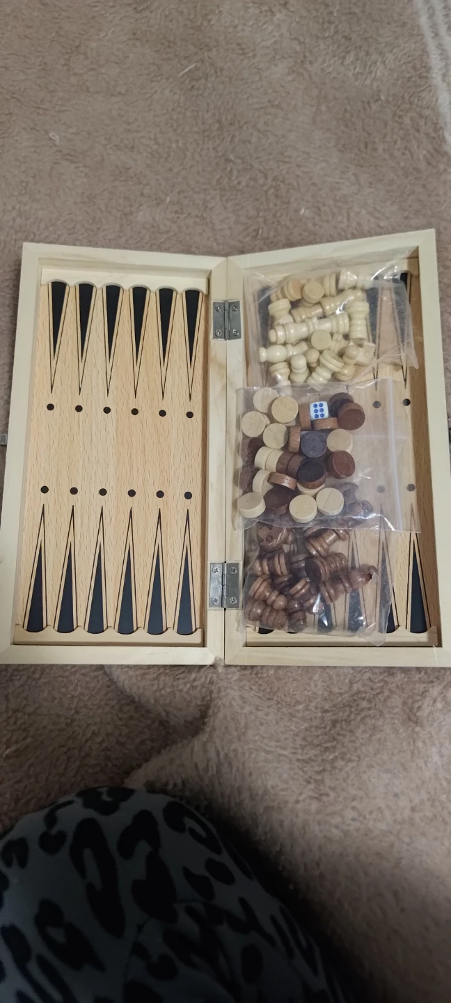 Wooden Backgammon and Chess Board Game Set - photo 2