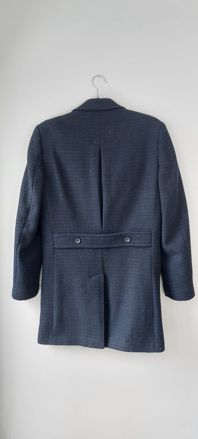 Navy Blue Wool Blend Coat - photo 2