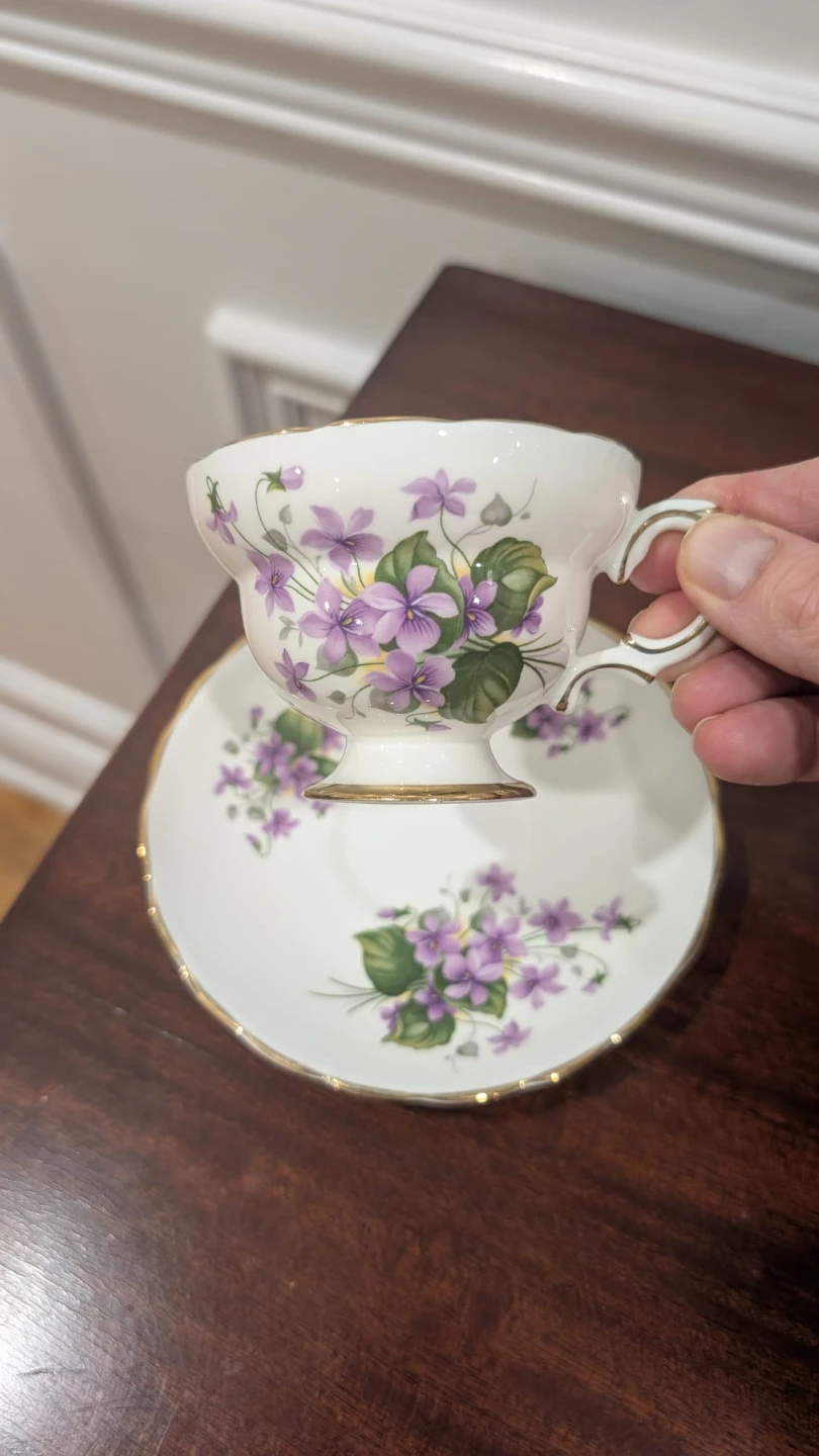 Rosina Bone China Teacup and Saucer Set - Violet Pattern - photo 3