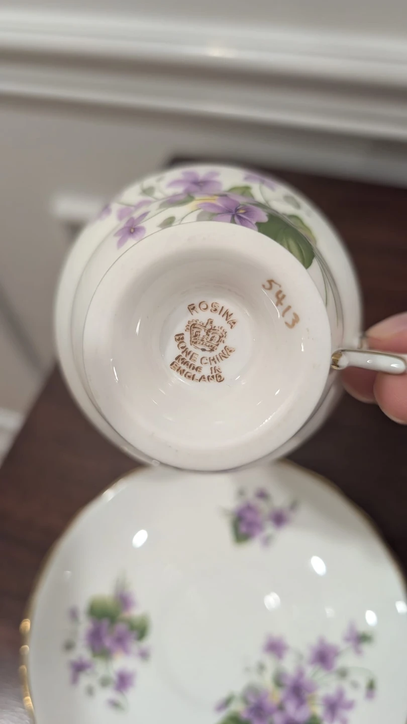 Rosina Bone China Teacup and Saucer Set - Violet Pattern - photo 5