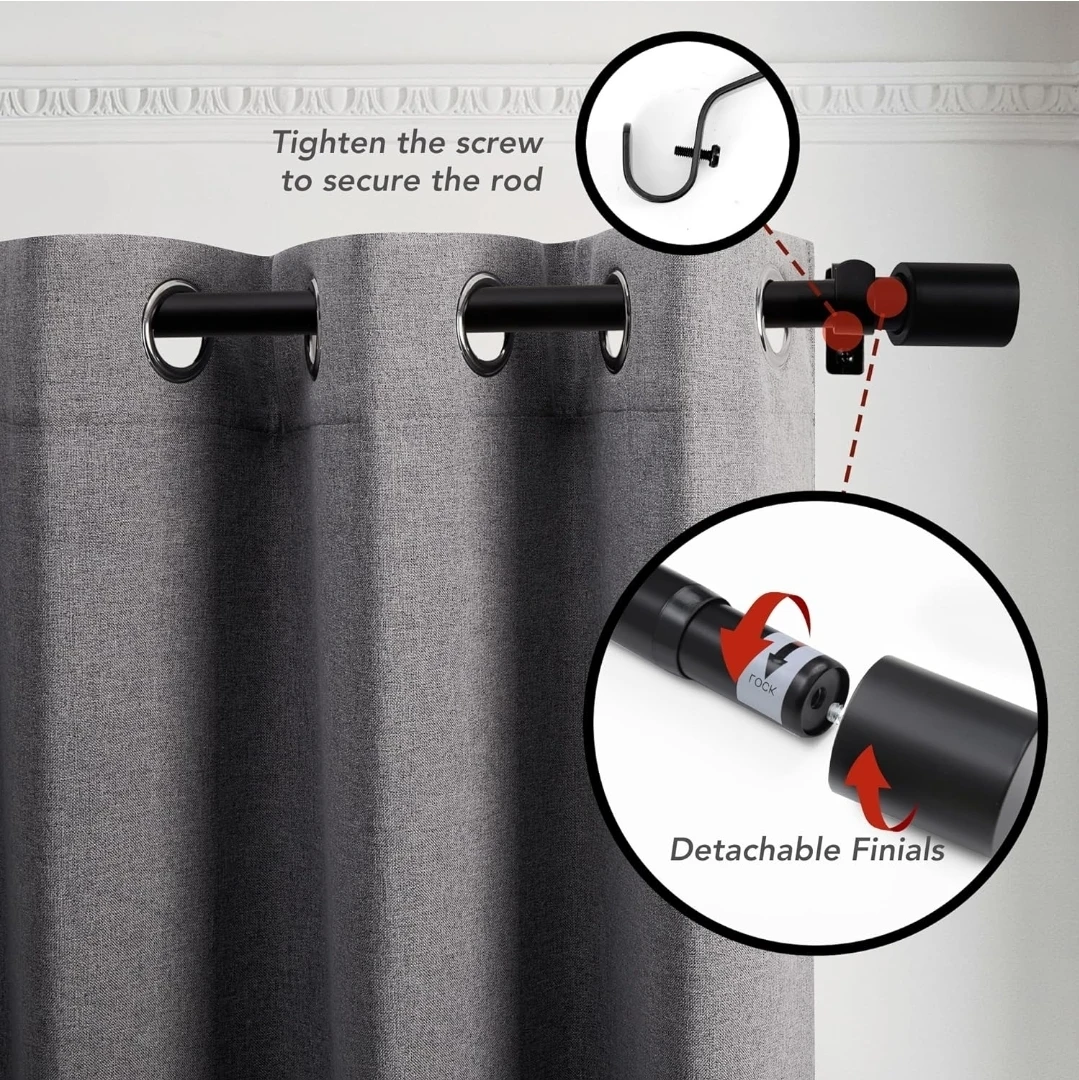 Black Telescoping Curtain Rod 48-84 inches - photo 4