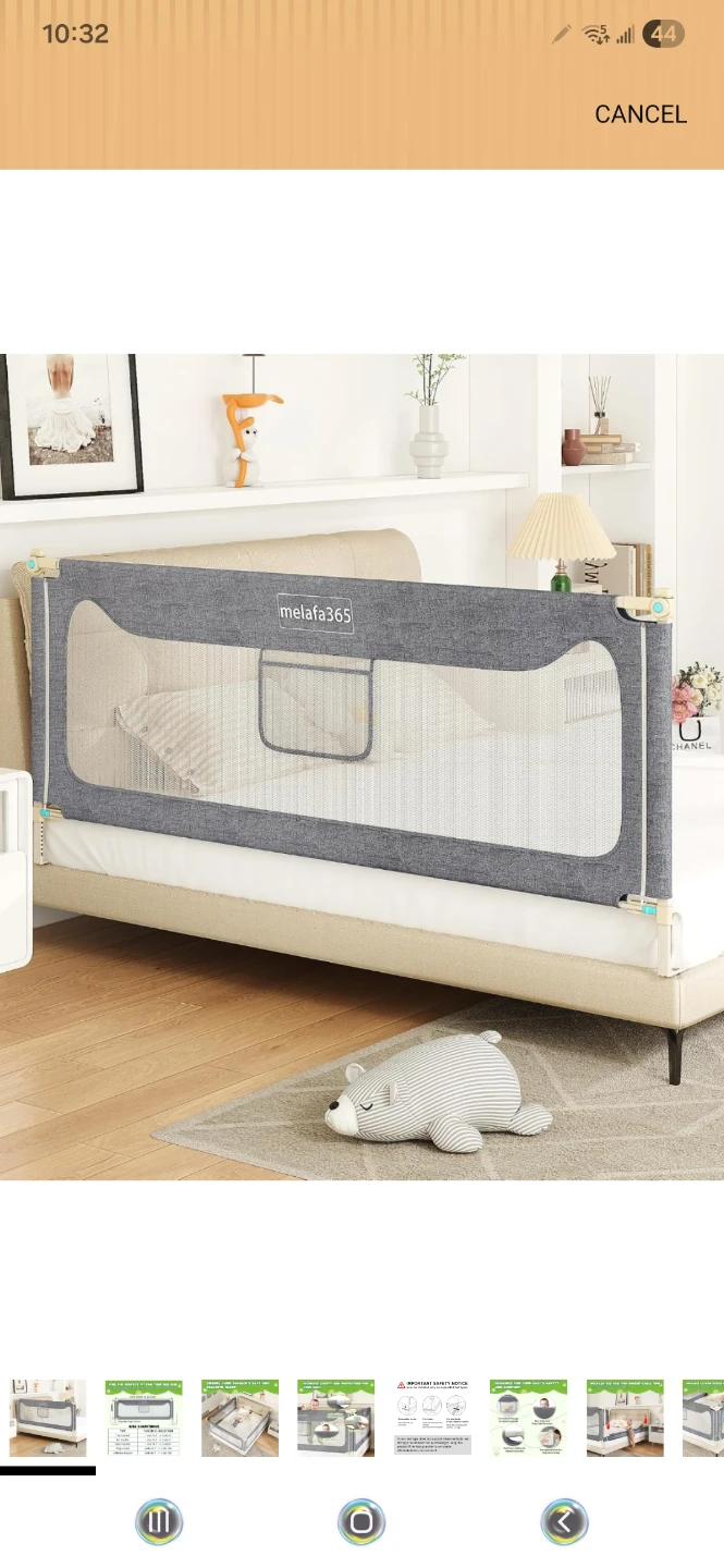 Melafa365 Grey Bed Rail Guard 3 sides