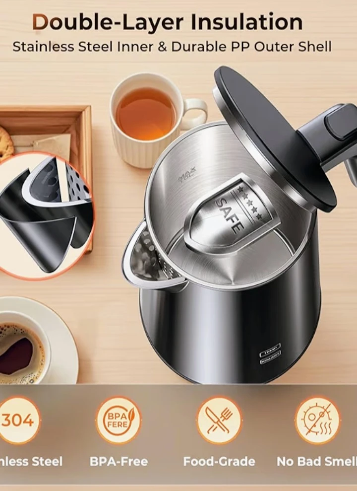 Black Electric Kettle - Fast Boiling 1200W - photo 4