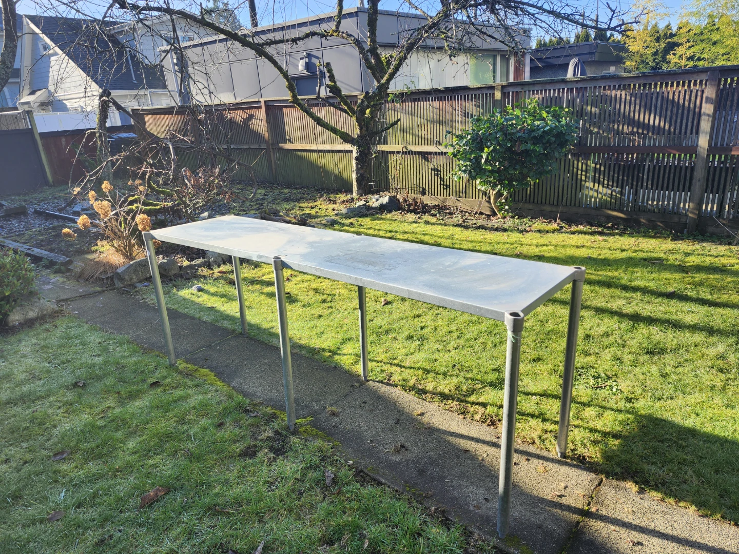 Metal Top Table with Silver Legs
