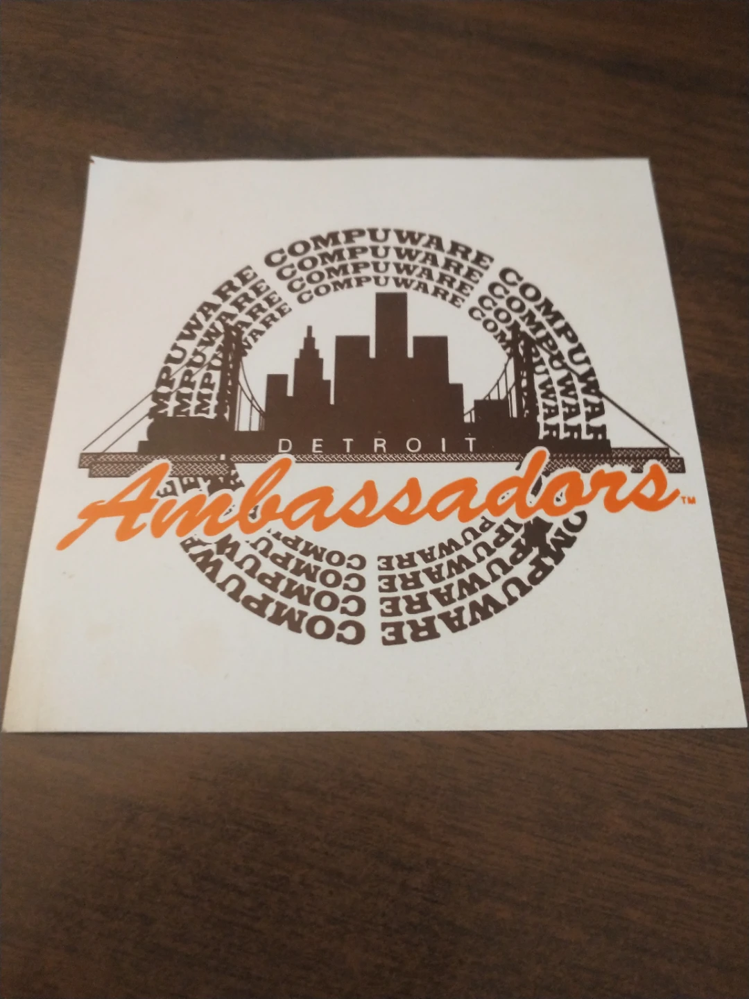 Rare 1991 Detroit Compuware AmbassadorsvSticker